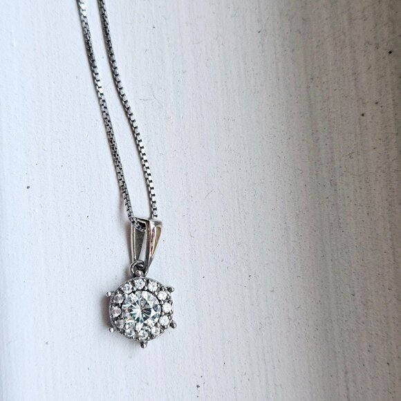 14k White Gold Moisssanite Necklace - Picture 2 of 3